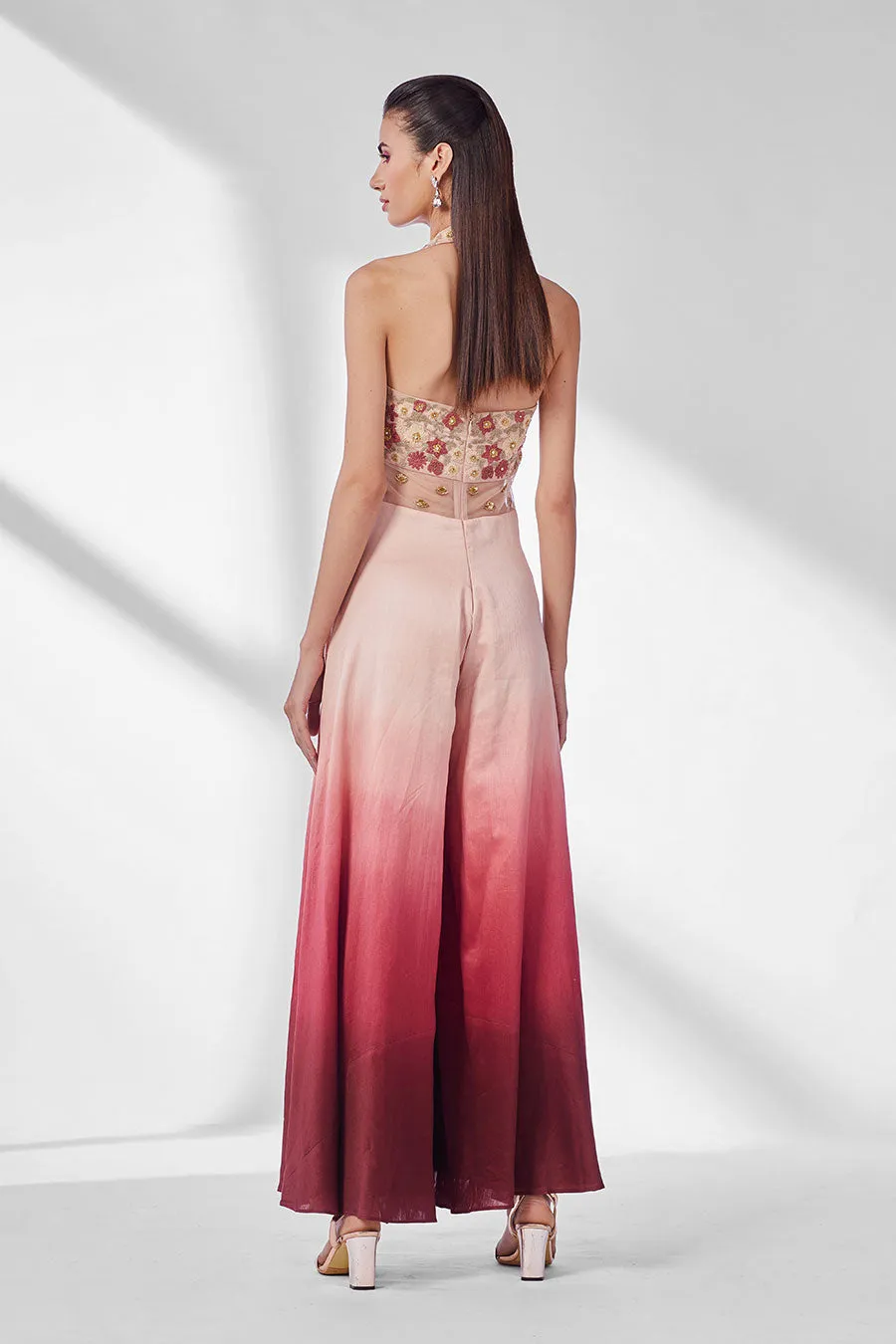 Pink Ombre Embroidered Jumpsuit