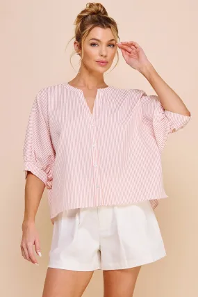 Pinstripe Seersucker Dolman Blouse - 2 Colors!