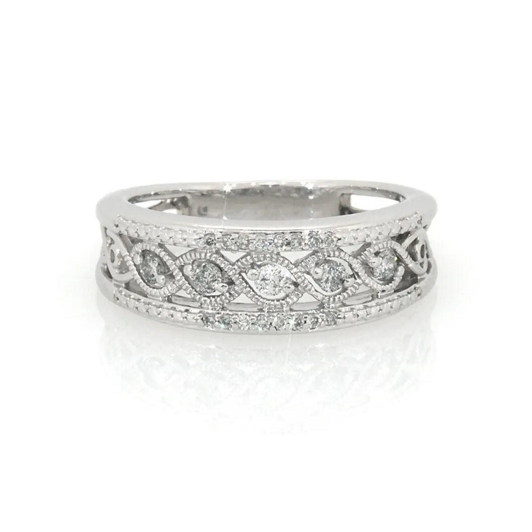 Pre-Owned Kay 1/5ct Diamond Infinity Ring in 10k White Gold