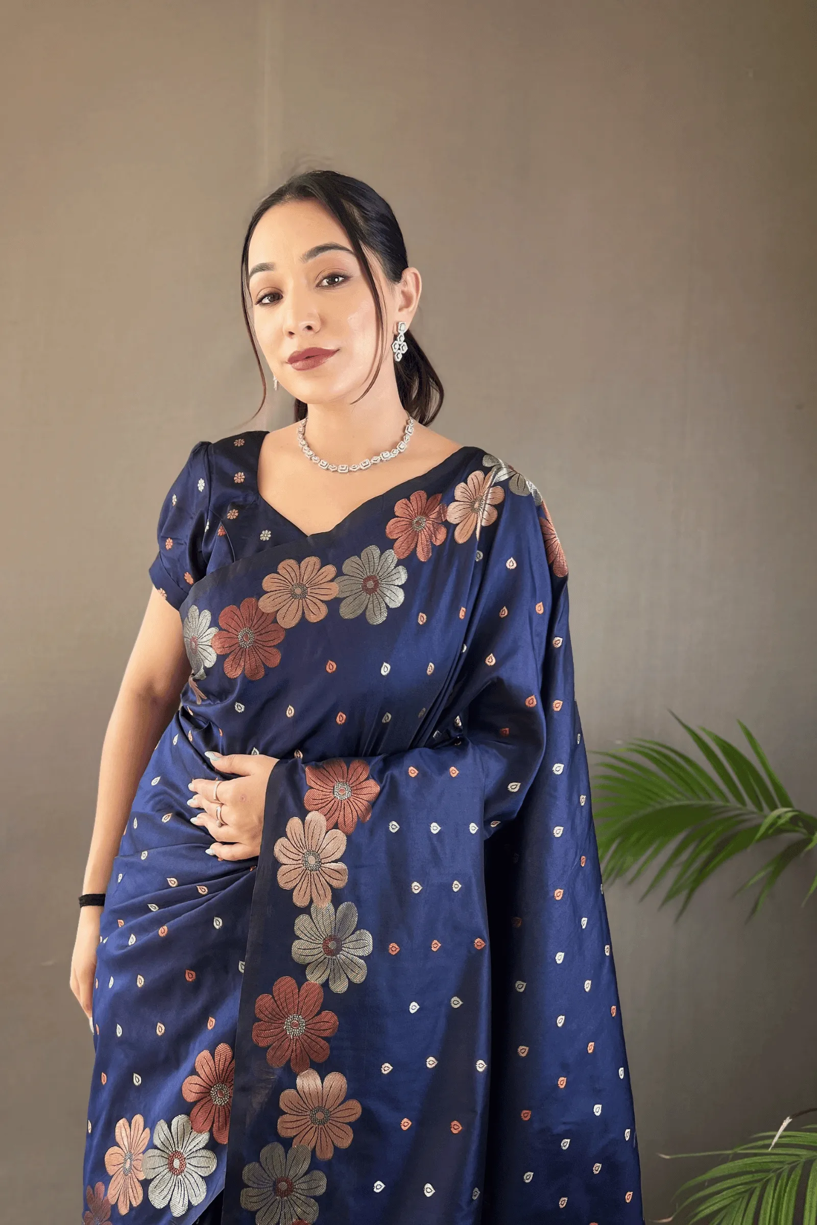 Ready to Wear Copper Floral Banarasi Saree