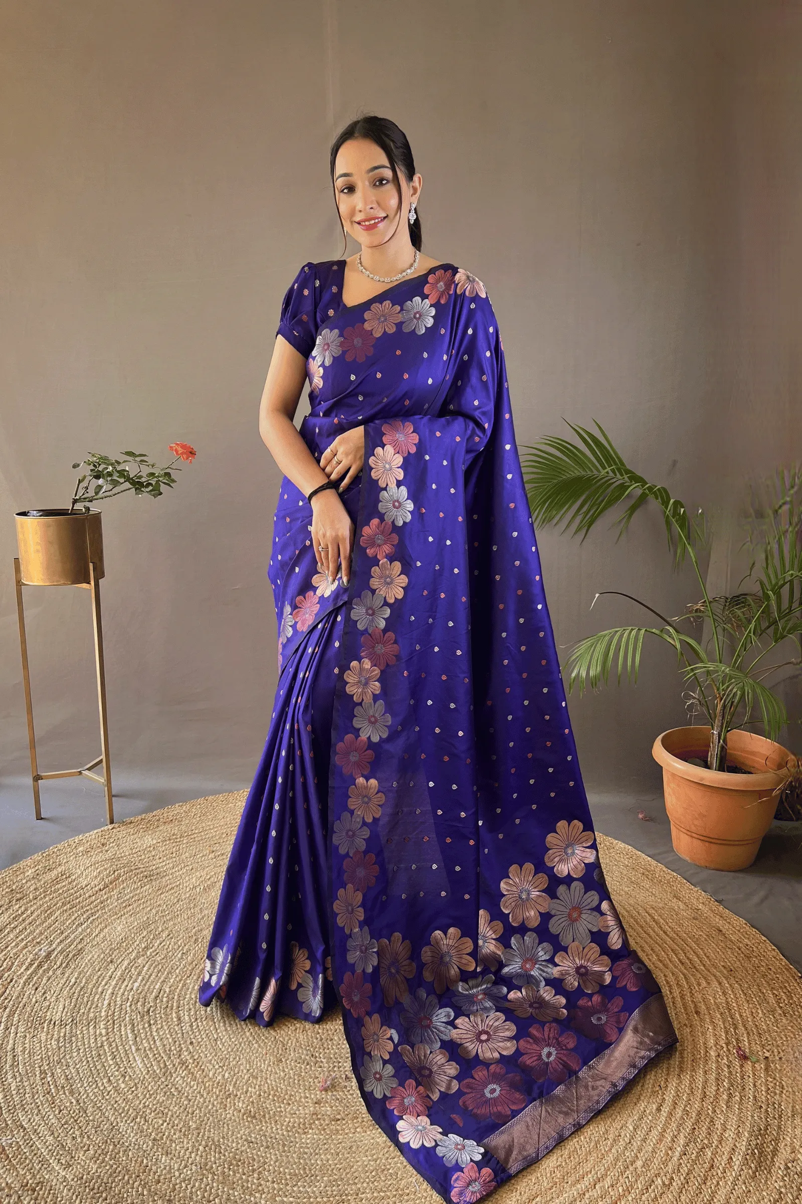 Ready to Wear Copper Floral Banarasi Saree