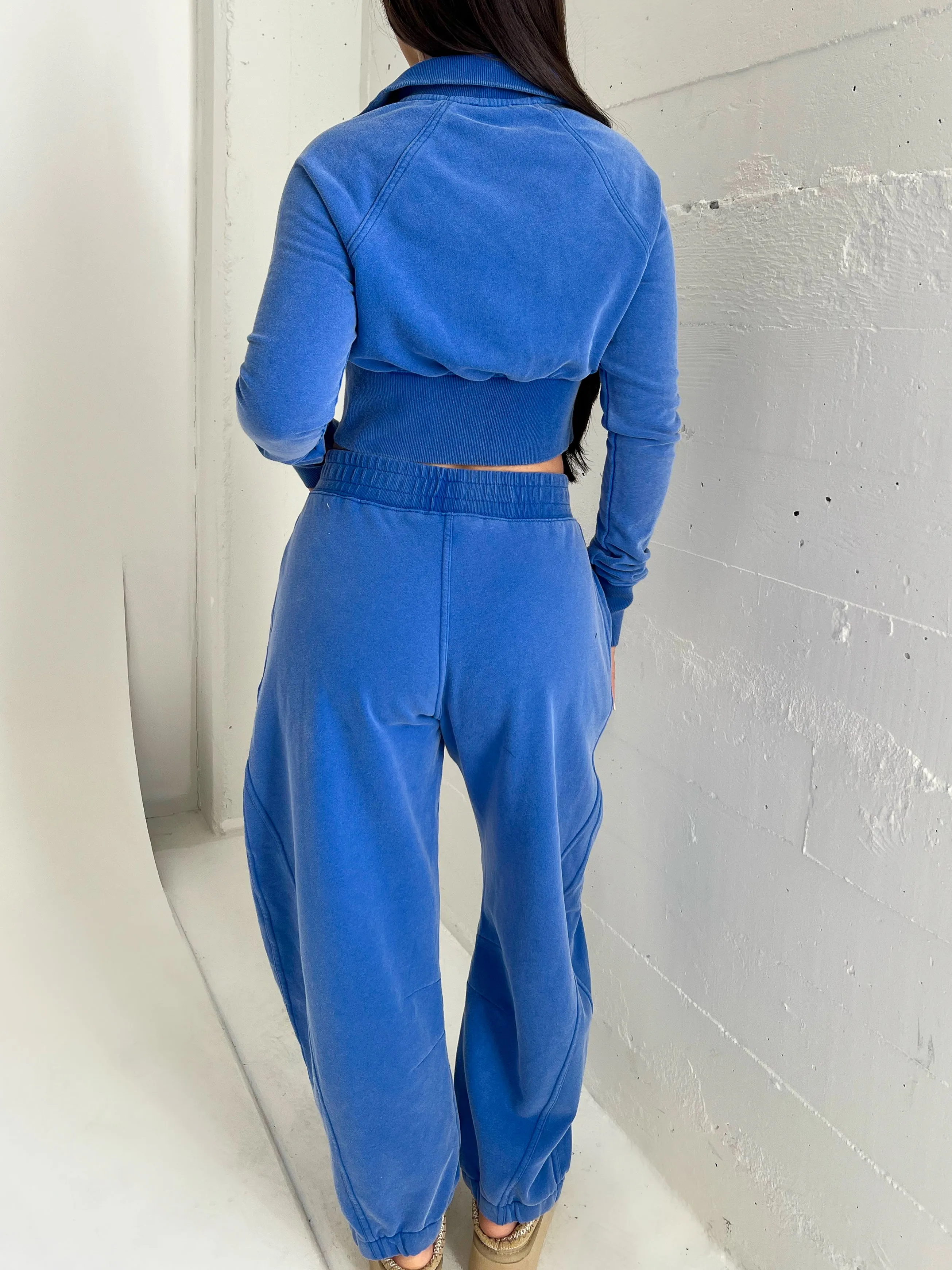 Tiana Zip Up Crop Jacket (Blue)