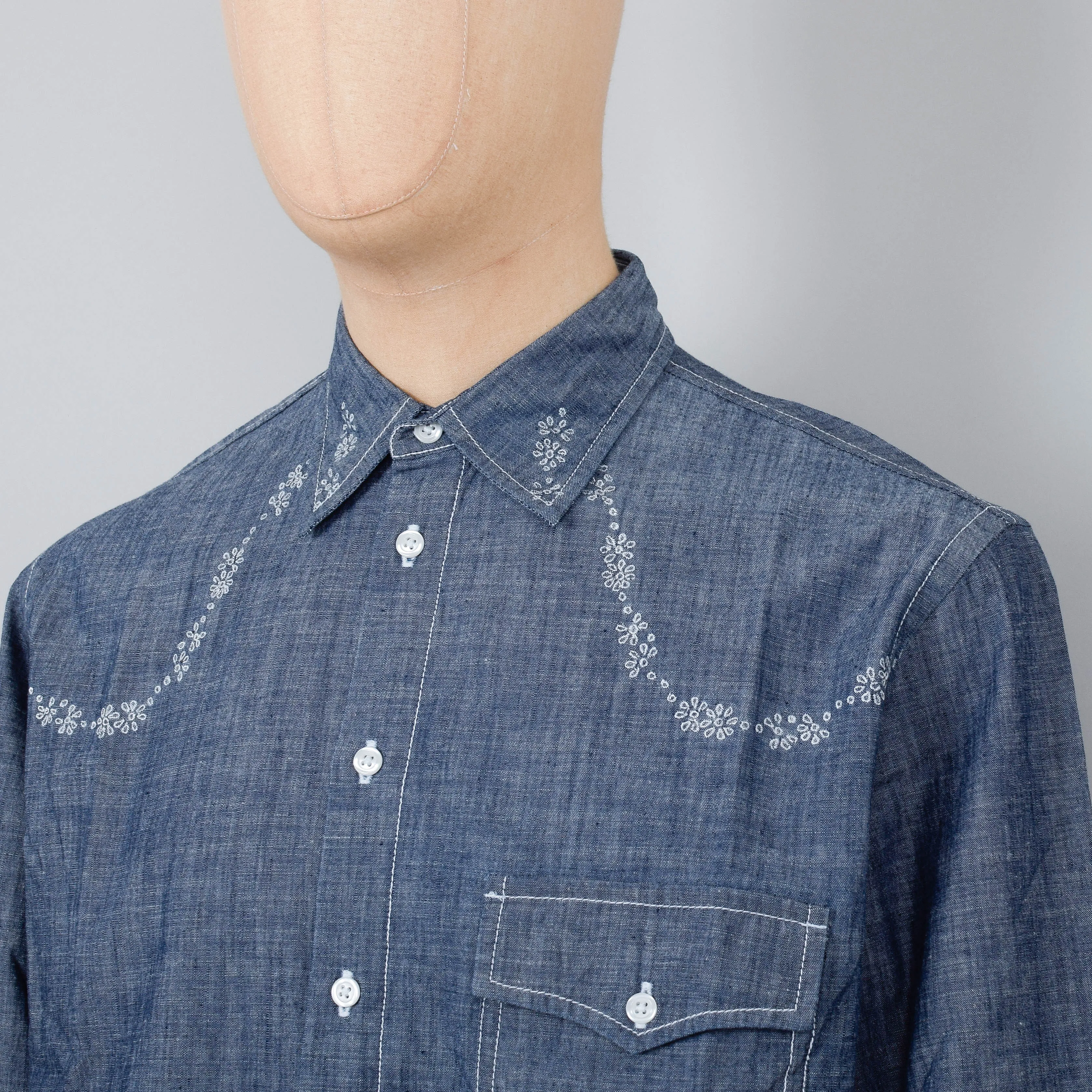 Universal Works Western Shirt Chambray - Indigo