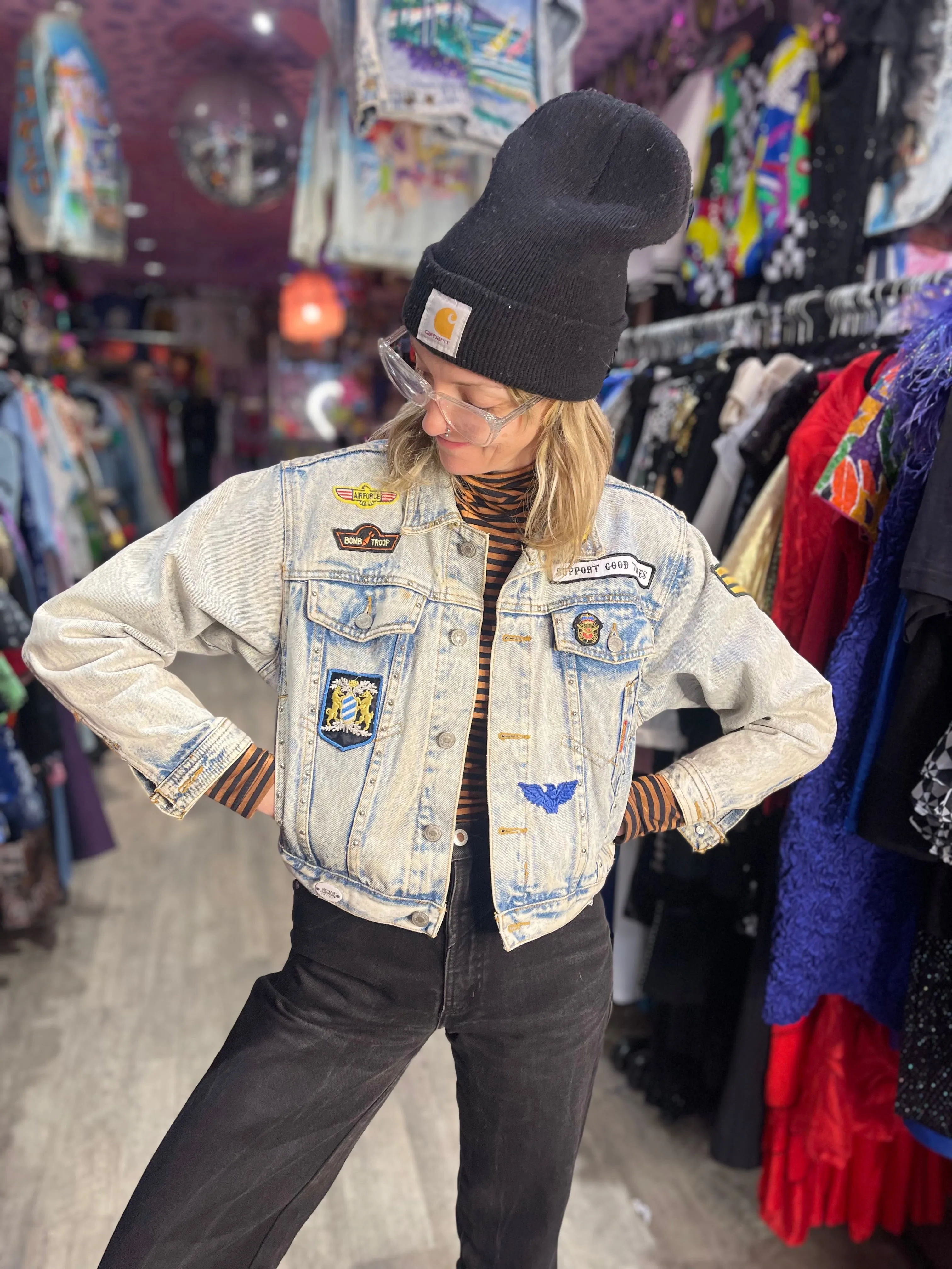 Vintage 80s Jean Jacket with Patches
