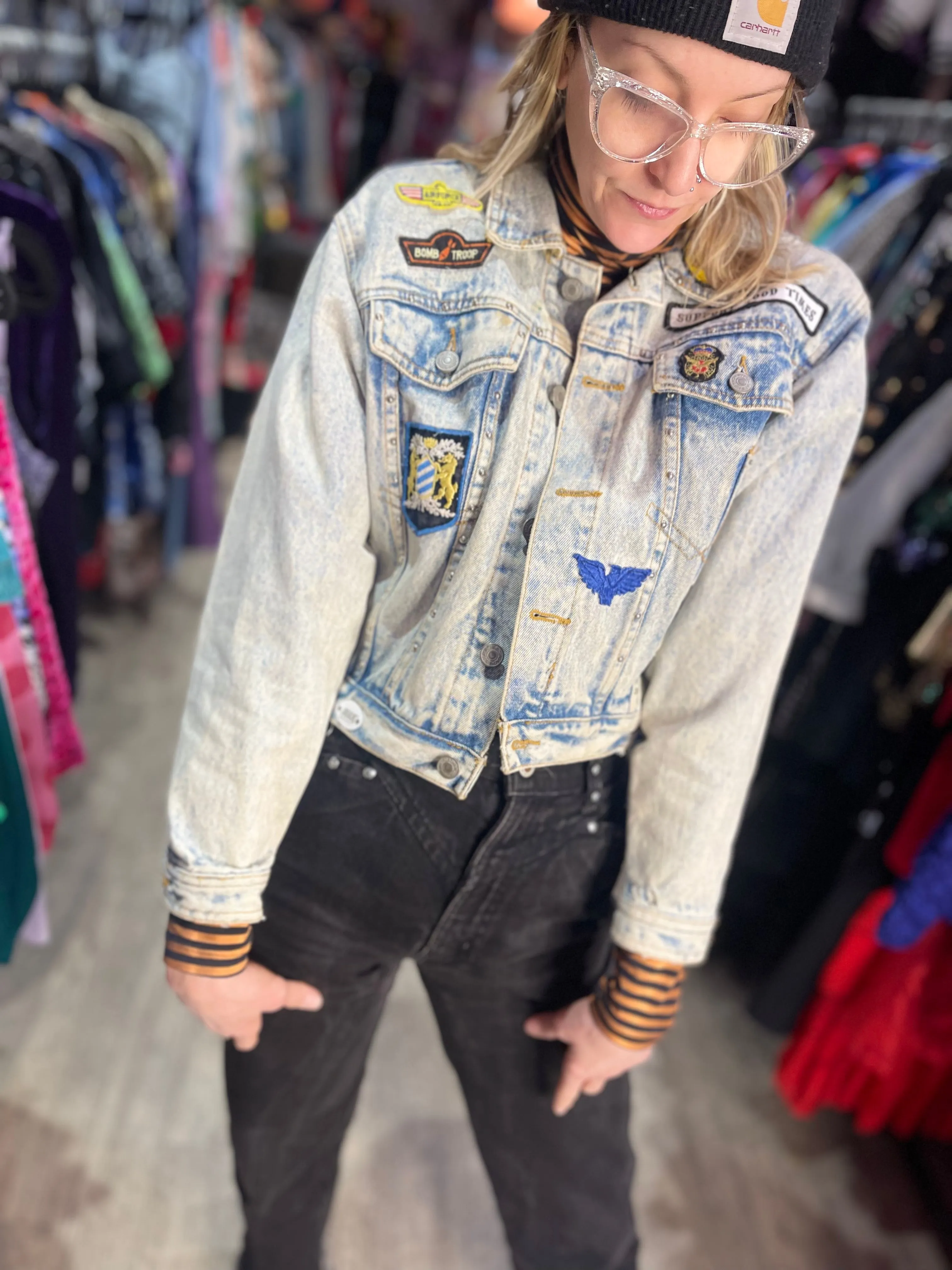 Vintage 80s Jean Jacket with Patches