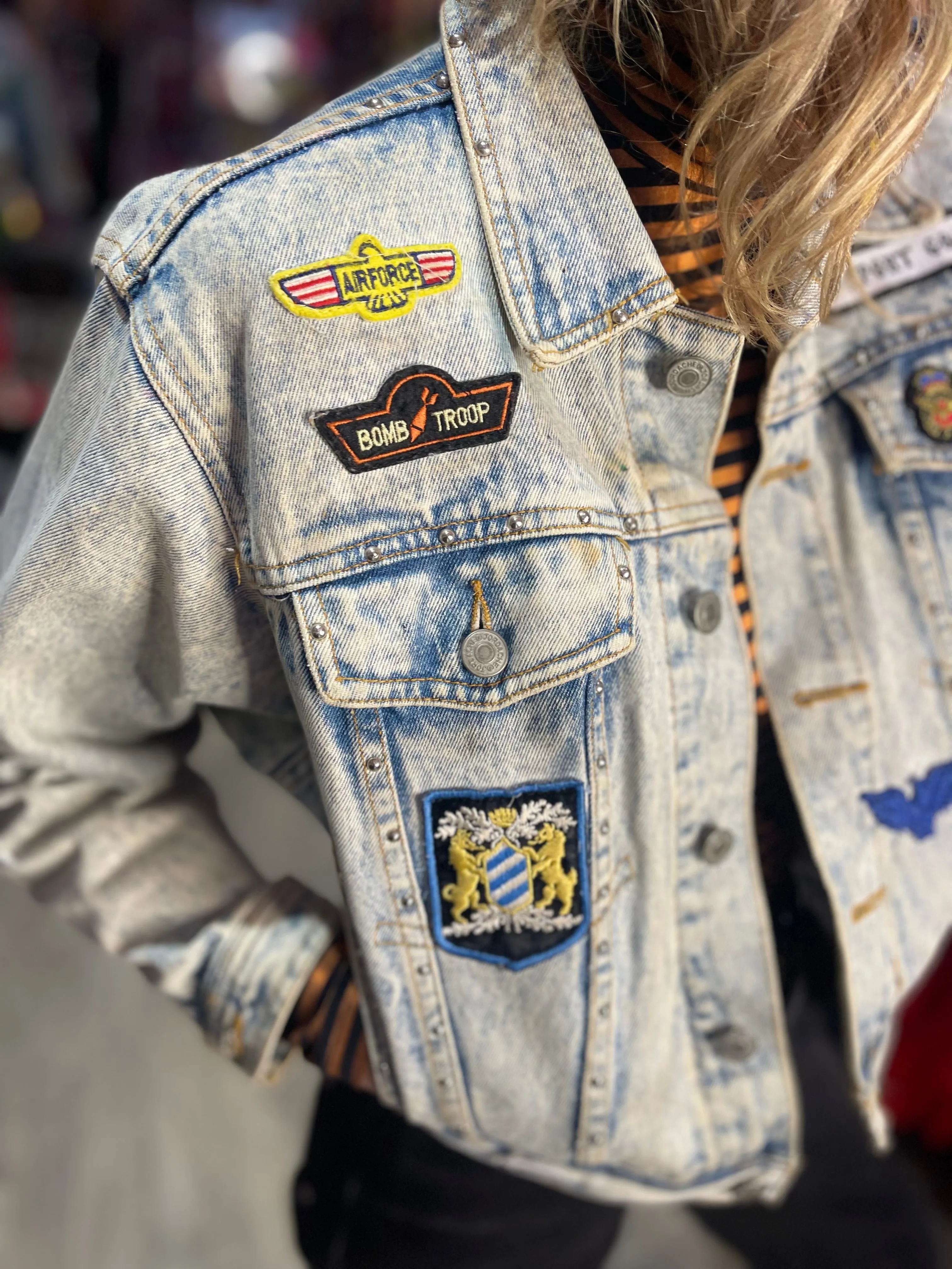 Vintage 80s Jean Jacket with Patches