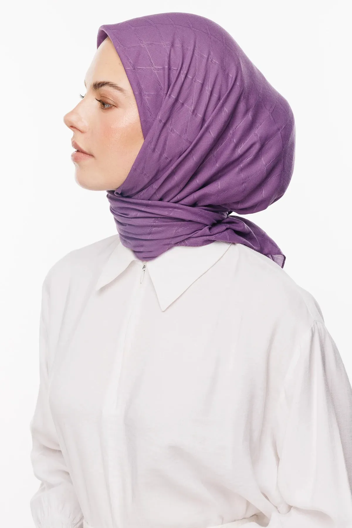 Violet Bamboo Jacquard Square Scarf