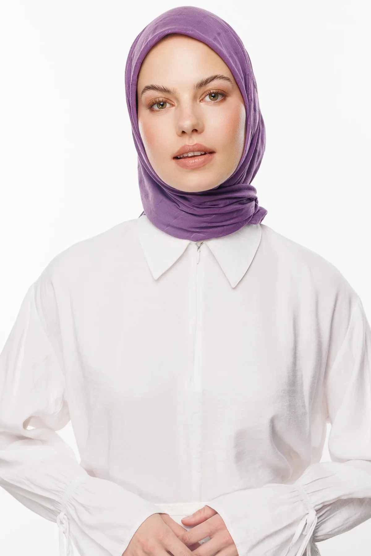 Violet Bamboo Jacquard Square Scarf