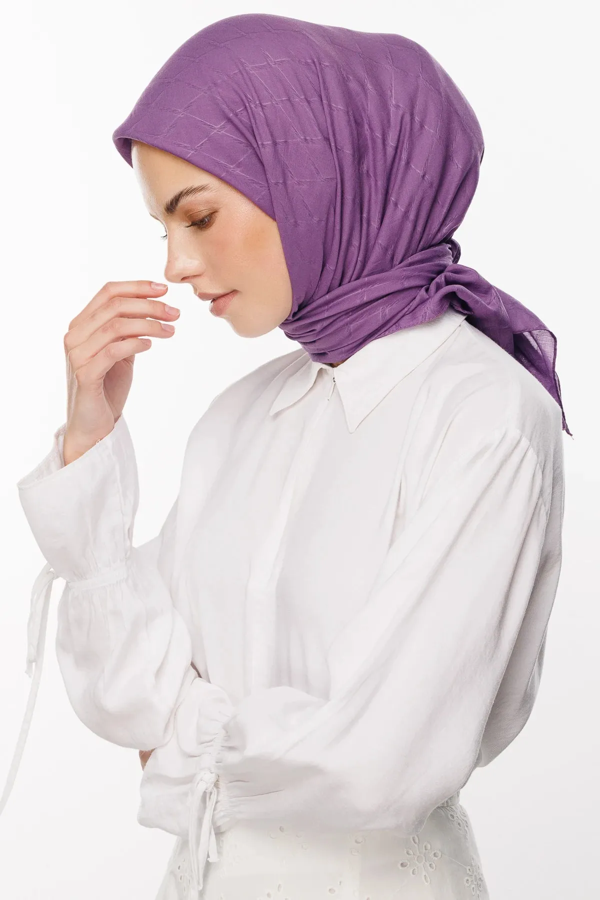 Violet Bamboo Jacquard Square Scarf