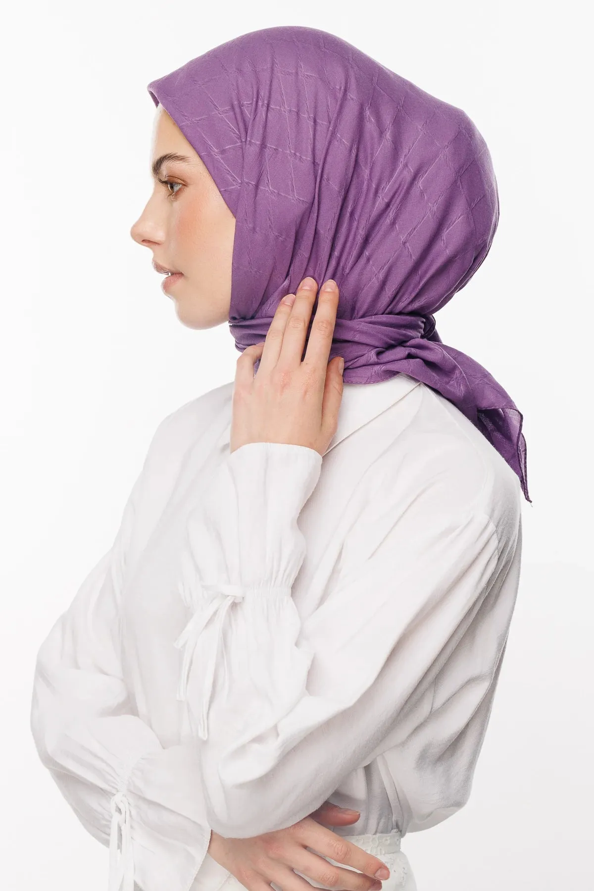 Violet Bamboo Jacquard Square Scarf