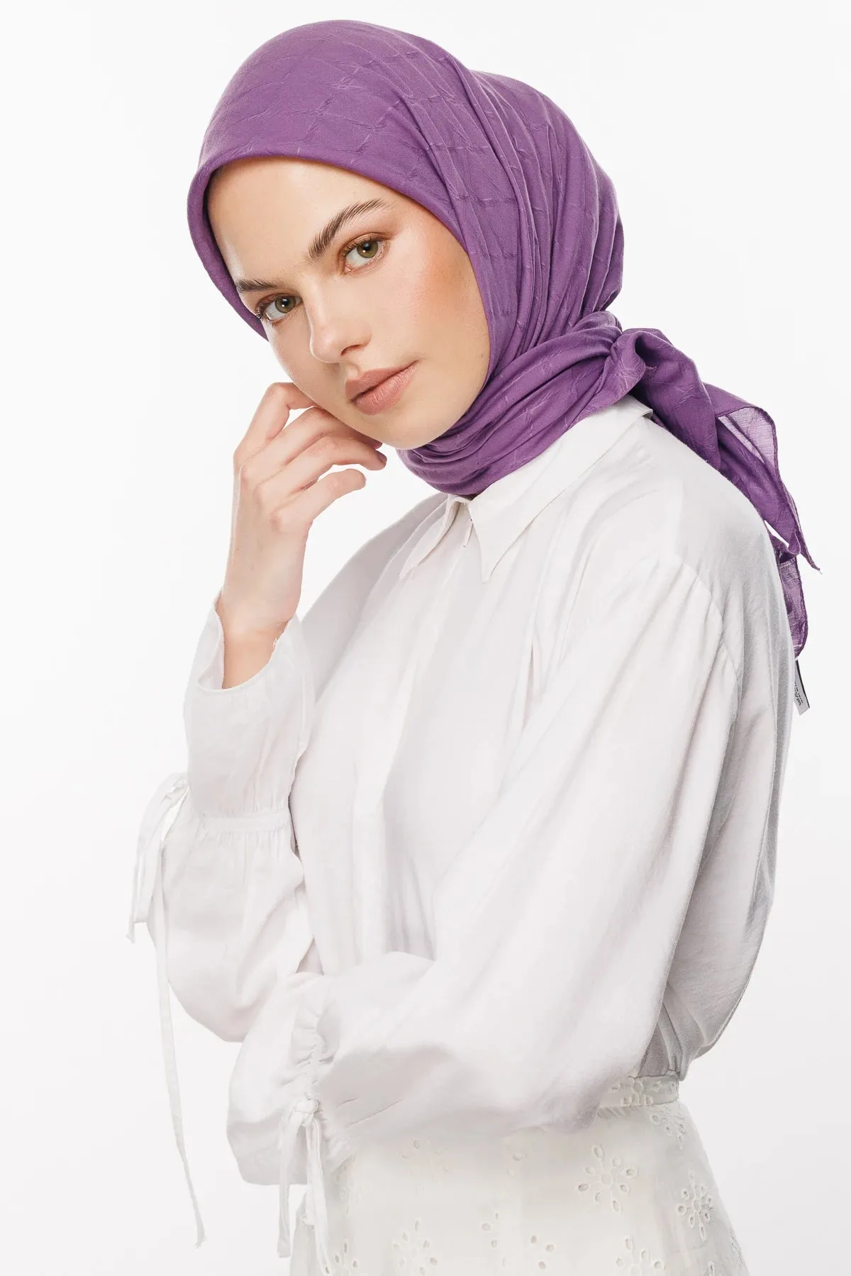 Violet Bamboo Jacquard Square Scarf