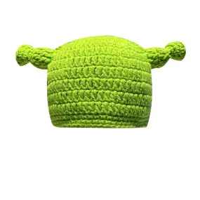 Warm Winter Knit Beanie Hats 2022  Green Funny Wool Mask Head Cover Unisex