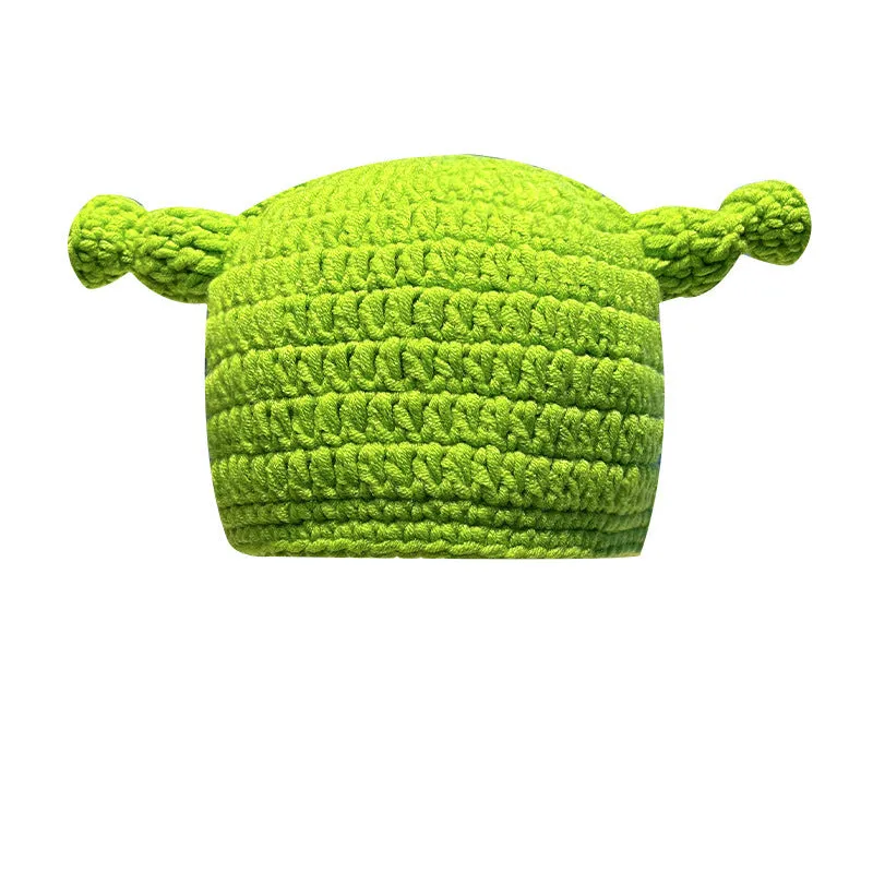 Warm Winter Knit Beanie Hats 2022  Green Funny Wool Mask Head Cover Unisex