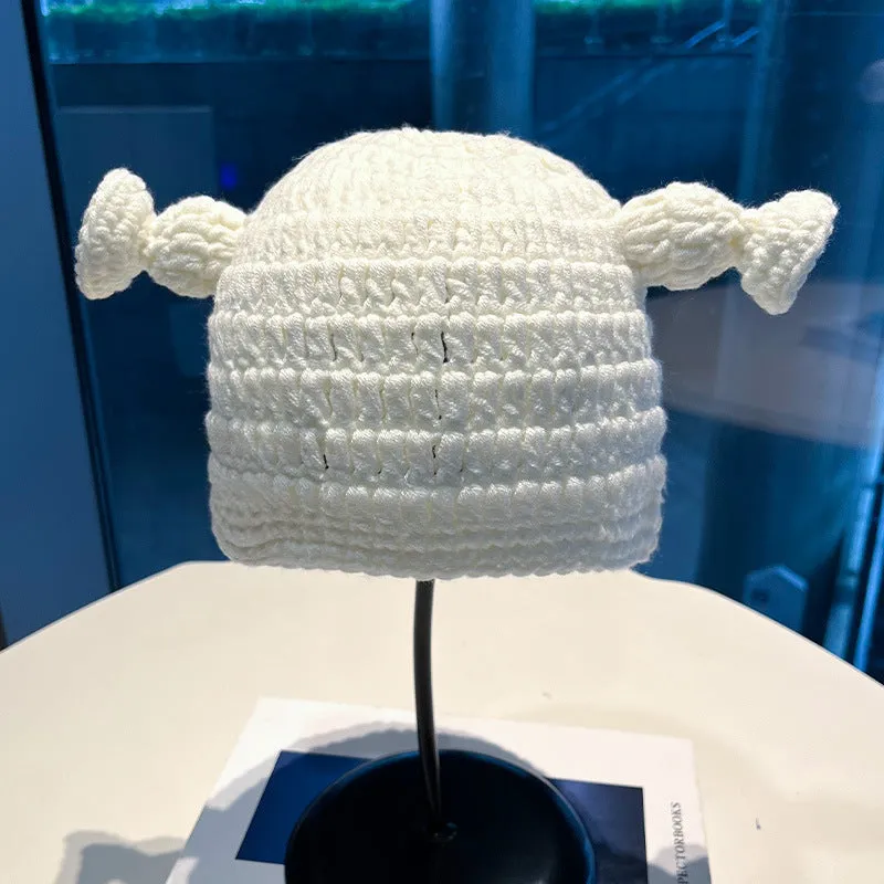 Warm Winter Knit Beanie Hats 2022  Green Funny Wool Mask Head Cover Unisex