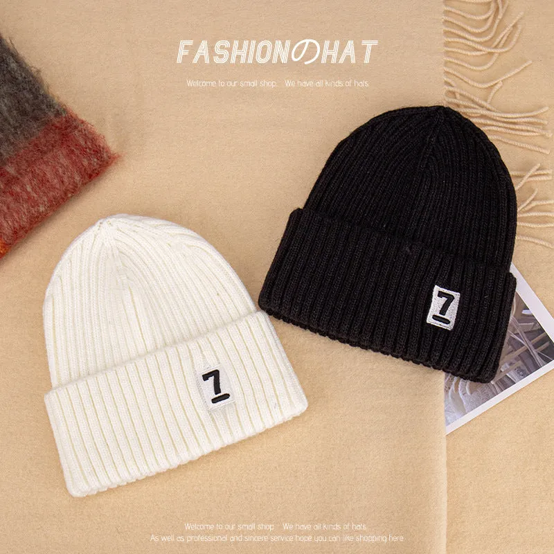Warm Winter Knit Beanie Hats Autumn and Winter  Korean Style Embroidered Hat Unisex