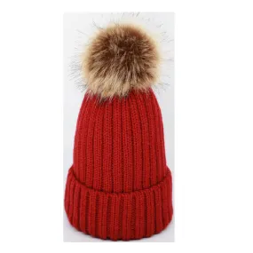 Warm Winter Knit Beanie Hats Autumn  Wool Solid Color Fur Ball European and American Thickened Unisex