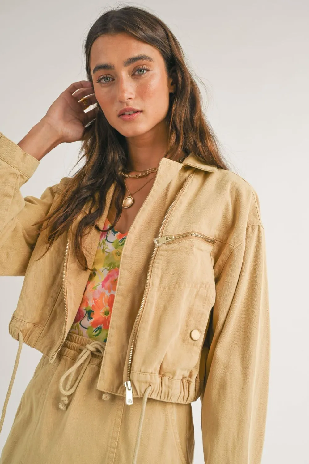 Women's Lightweight Utility Jacket | Denim | Cotton | Sand