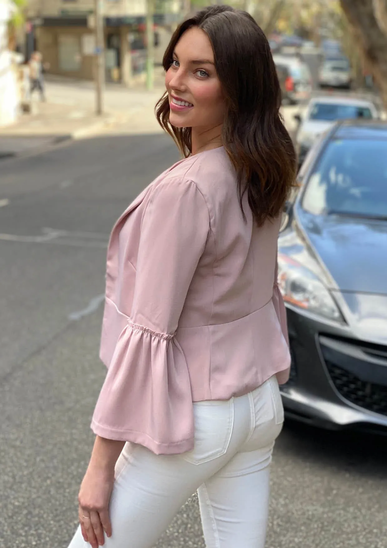 YW1803SS Pink Bell Sleeve Cropped Jacket (Pack)$20 EACH
