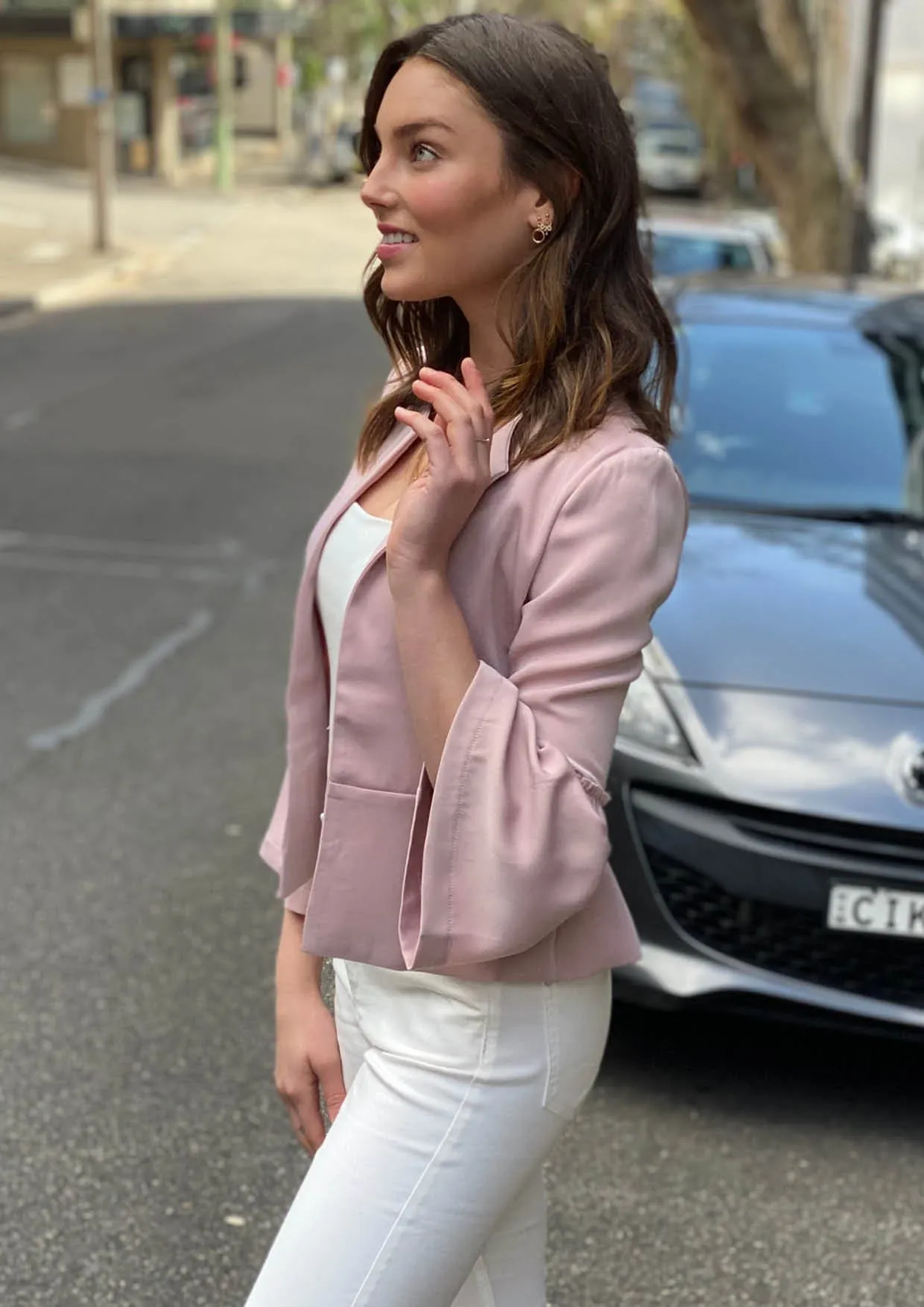 YW1803SS Pink Bell Sleeve Cropped Jacket (Pack)$20 EACH